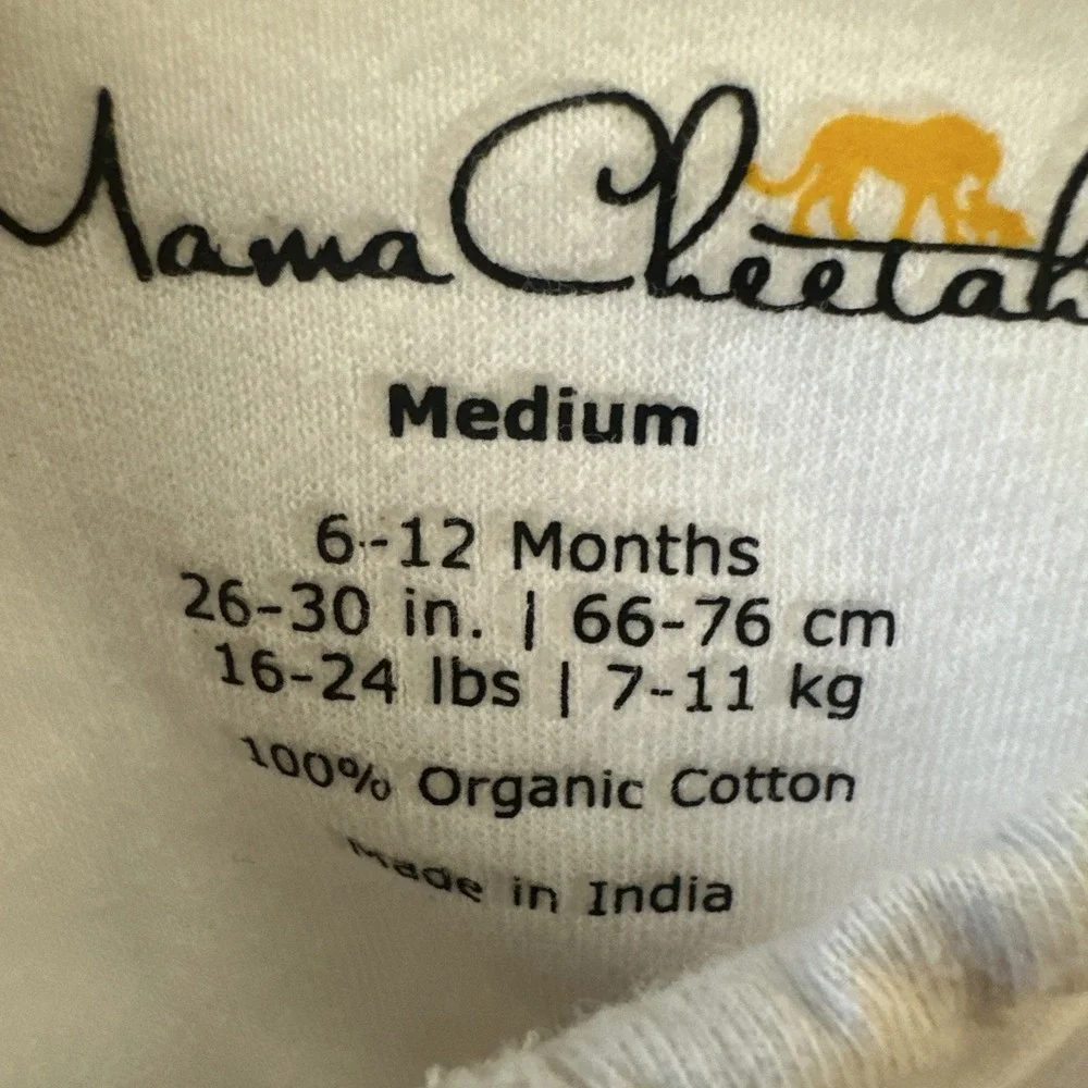 Mama Cheetah Wearable Blanket Size Medium 6-12 Months Gray Animal Print Organic